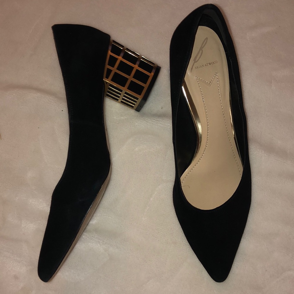 Brian Atwood Classic Black Pump w/ Gold Detail 9
